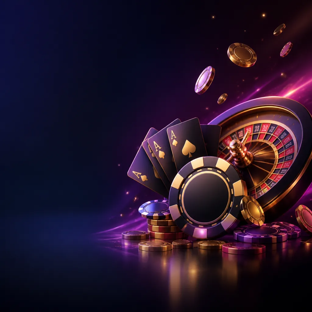Illustration reflecting the NV Casino theme with casino chips and light effects on a cinematic background.